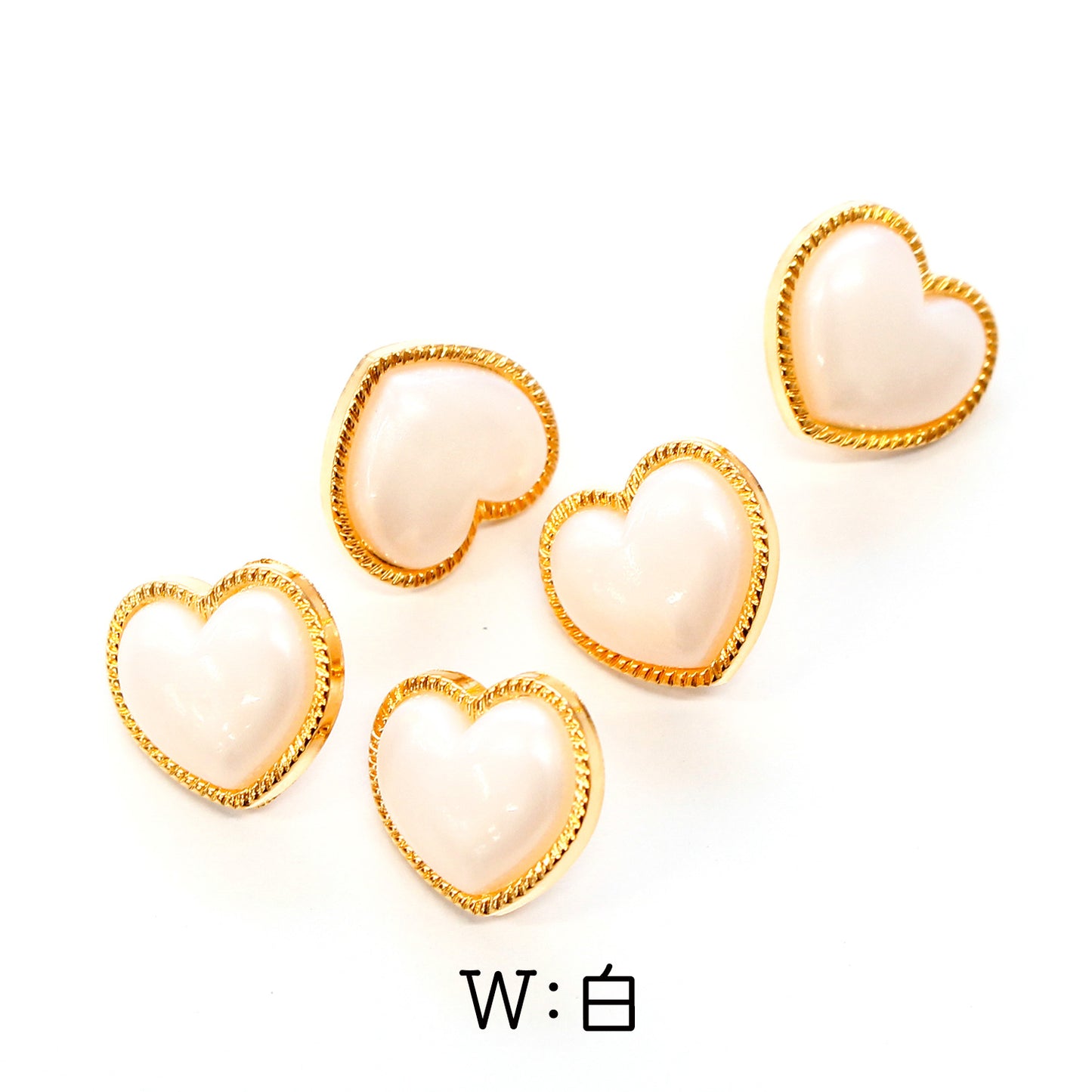 ハート型ボタン 11.5mm 5個入 (赤・黒・白)2511-11