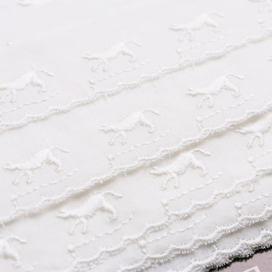 綿レース ねこ柄 白 14m巻 2種類セット(歩く・着地)