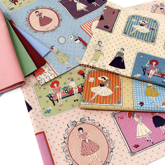 ハンドメイド素材 パネル生地 マドモアゼル レトロ koko seki Couturiere 日本製 108×60cm