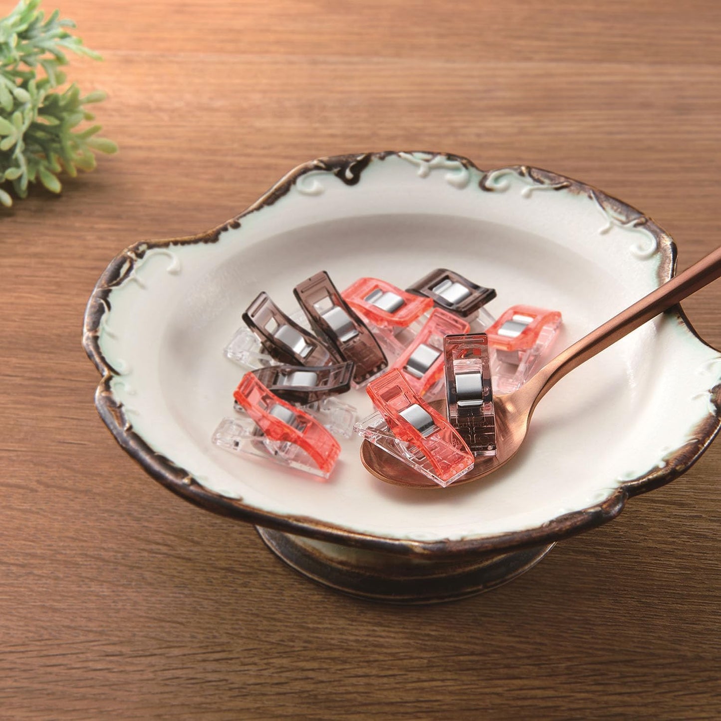 Clover クロバー 仮止めクリップ<ピーチ&モカ> 計10個入 22-742