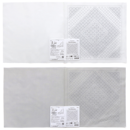 Olympus オリムパス 刺し子布パック 花ふきん La Bouquetiere Morning glory | 2色セット(白+Pale Gray)H-1109・H-13109