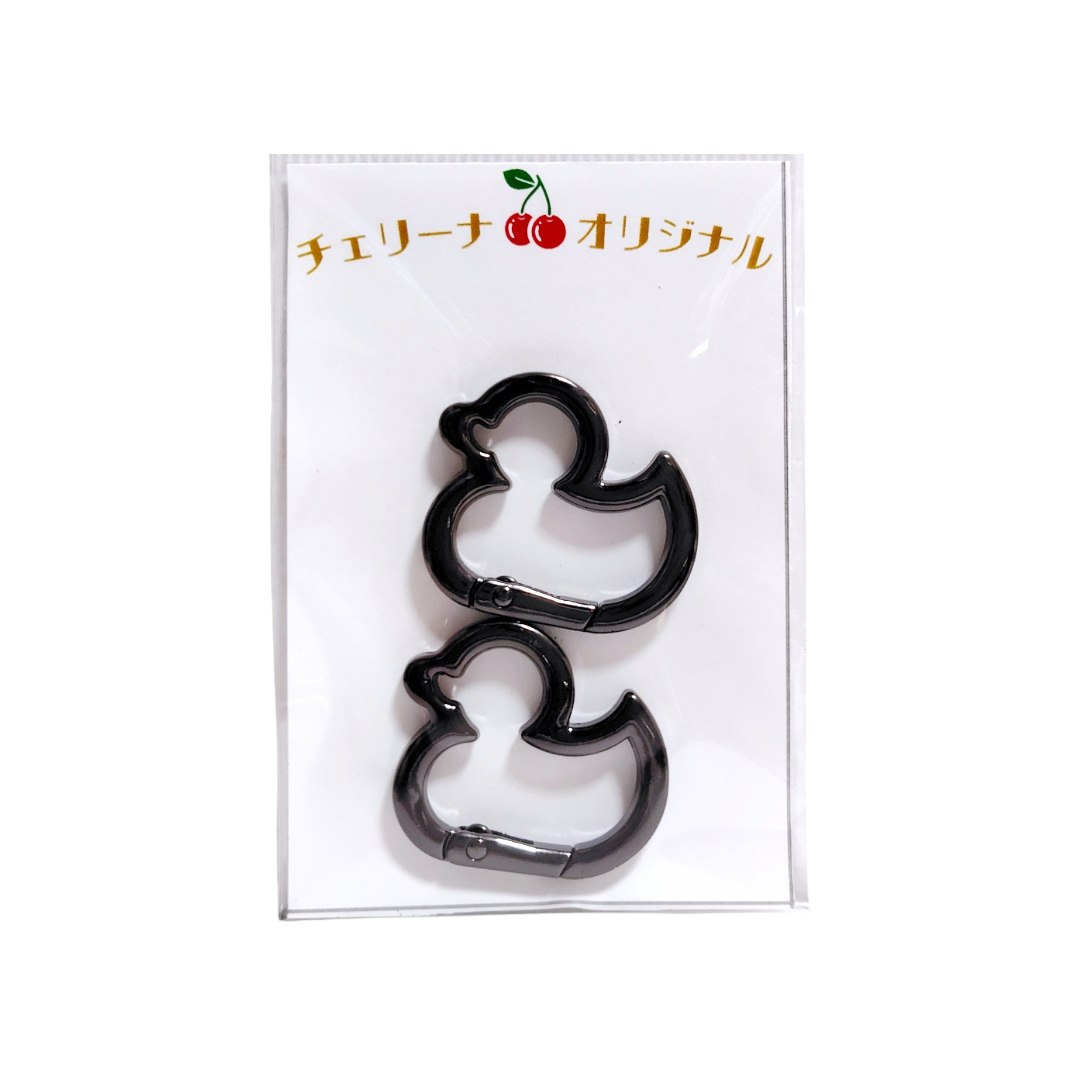 アヒル型カラビナ 2個入り ゴールド/シルバー/ブラック 約27×30mm