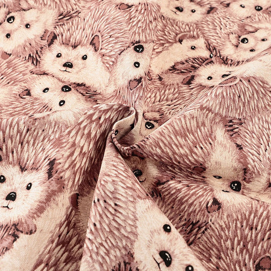 ハリネズミ柄 綿麻キャンバス生地|30cm×110cm カットクロス