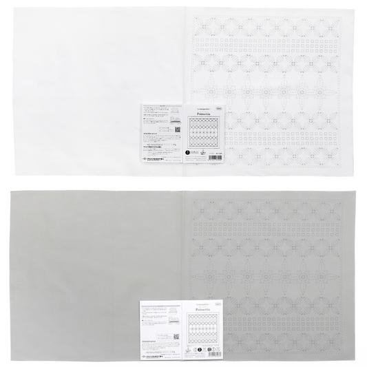 Olympus オリムパス 刺し子布パック 花ふきん La Bouquetiere Poinsettia | 2色セット(白+Pale Gray)H-1104・H-13104