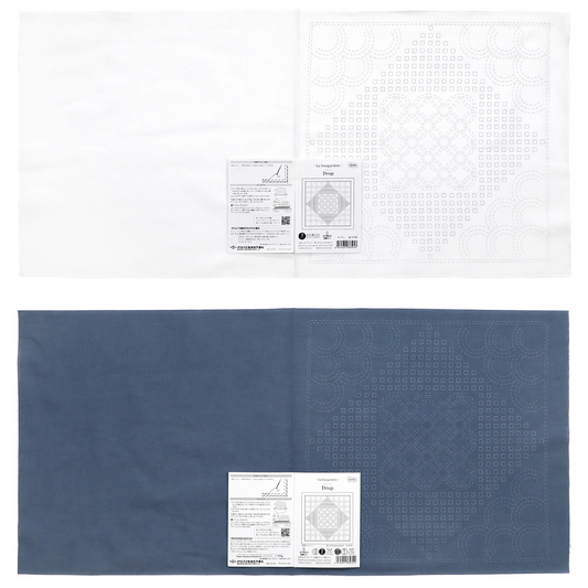 Olympus オリムパス 刺し子布パック 花ふきん La Bouquetiere Drop | 2色セット(白+Navy Blue)H-1105・H-14105