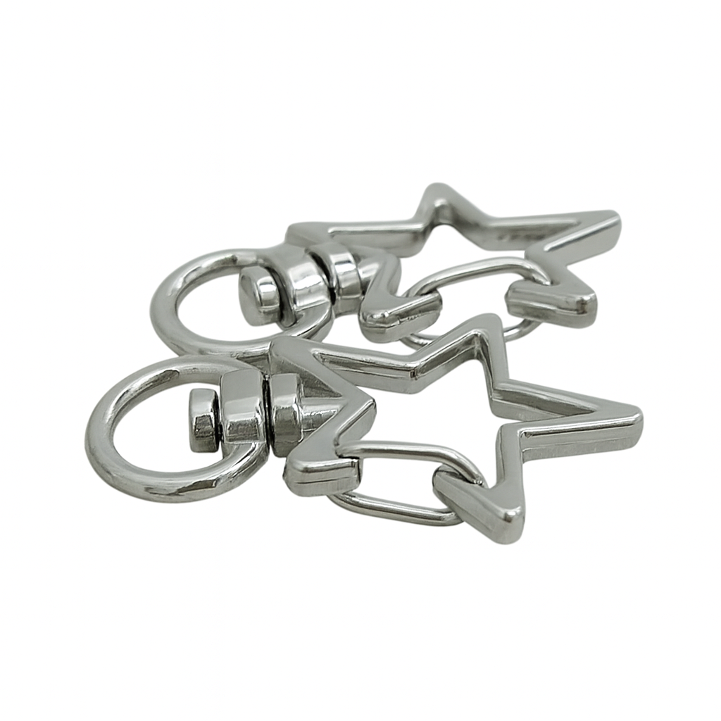 Star-shaped charm snap hook (2 pieces) Pink gold/gold/antique/black/silver Approx. 35mm