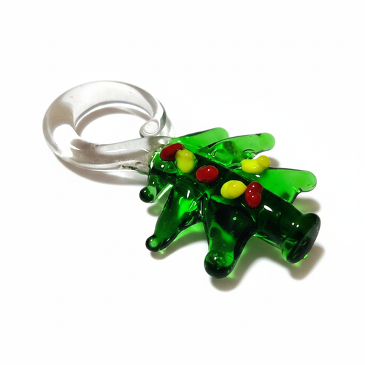 ハンドメイドガラスチャーム クリスマスツリー 高さ約2.5cm