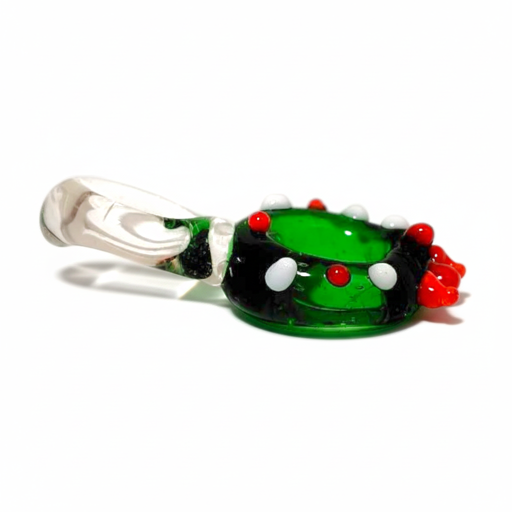 Handmade glass charm, Christmas wreath, approx. 2.5cm high.