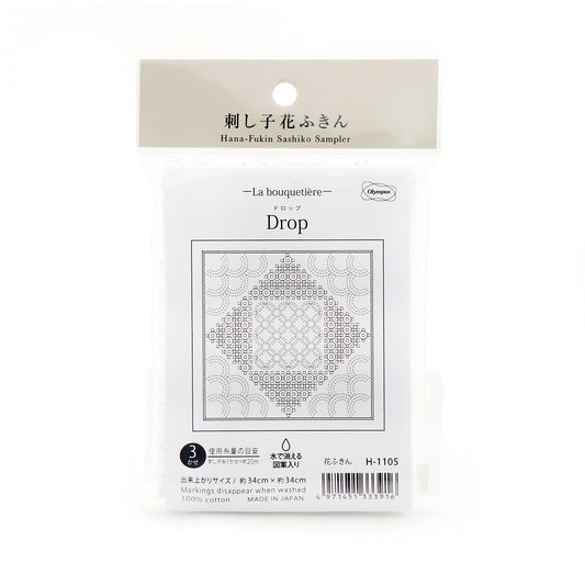 Olympus オリムパス 刺し子布パック 花ふきん La Bouquetiere Drop (白) H-1105