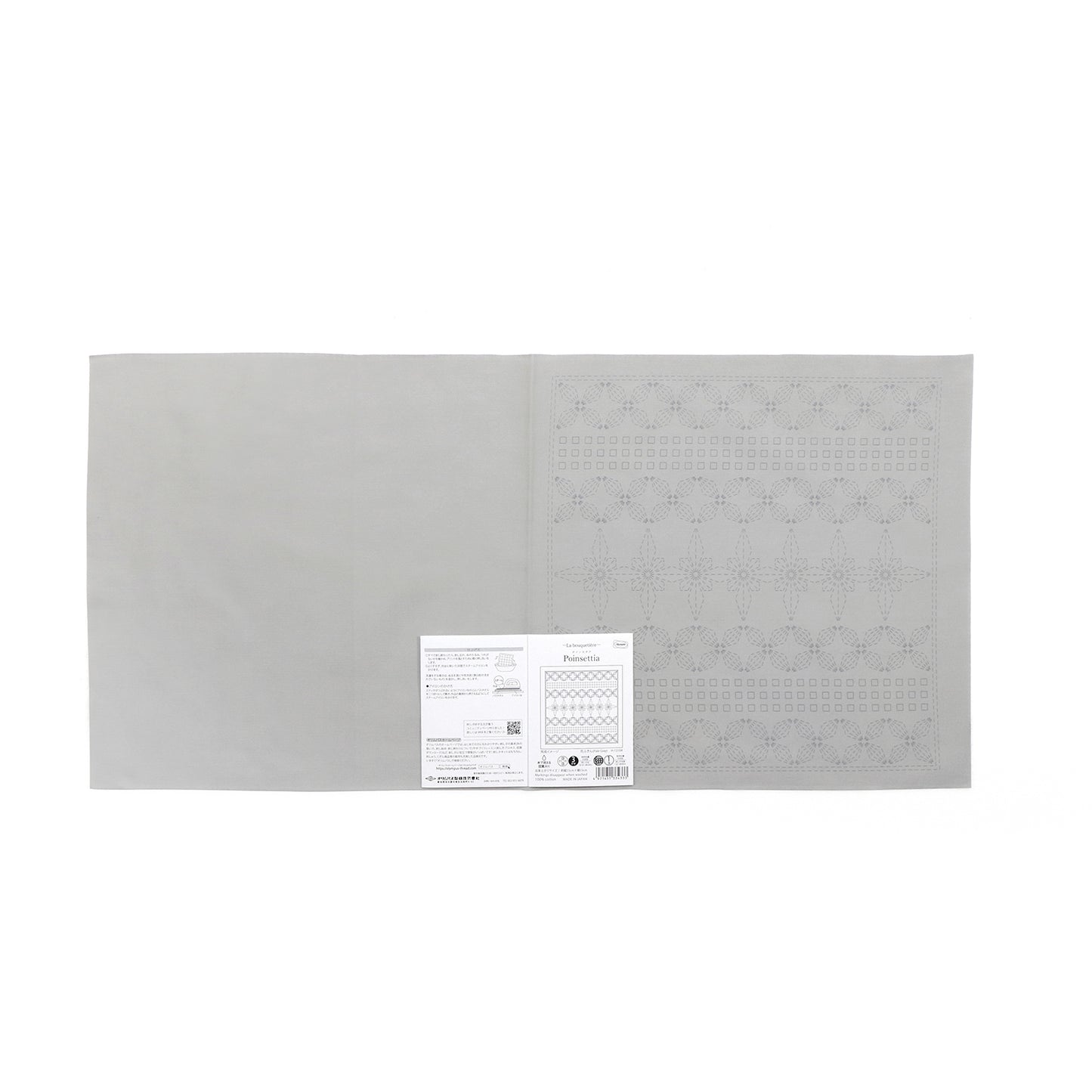 Olympus オリムパス 刺し子布パック 花ふきん La Bouquetiere Poinsettia (Pale Gray) H-13104