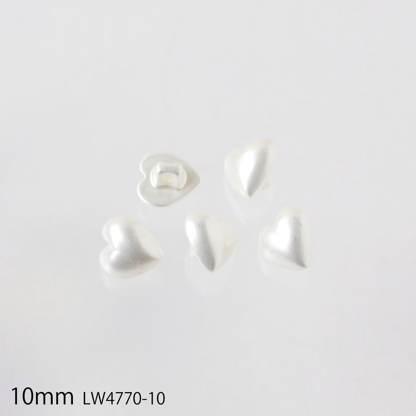 ハート型パールボタン 5個入 10mm～15mm 4サイズ LW4770