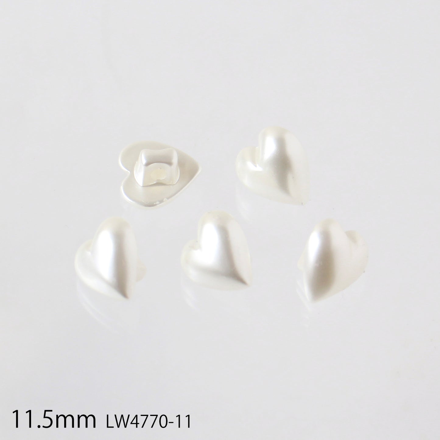 ハート型パールボタン 5個入 10mm～15mm 4サイズ LW4770