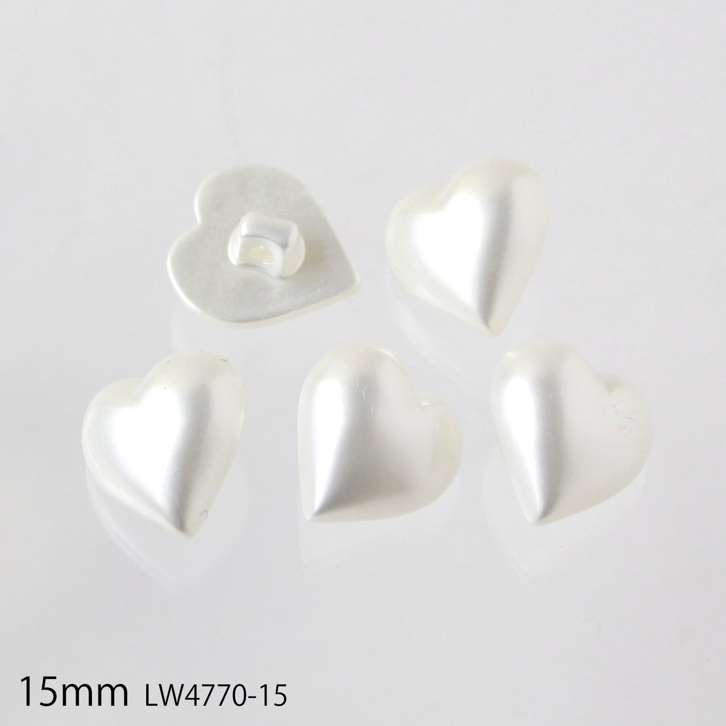 ハート型パールボタン 5個入 10mm～15mm 4サイズ LW4770