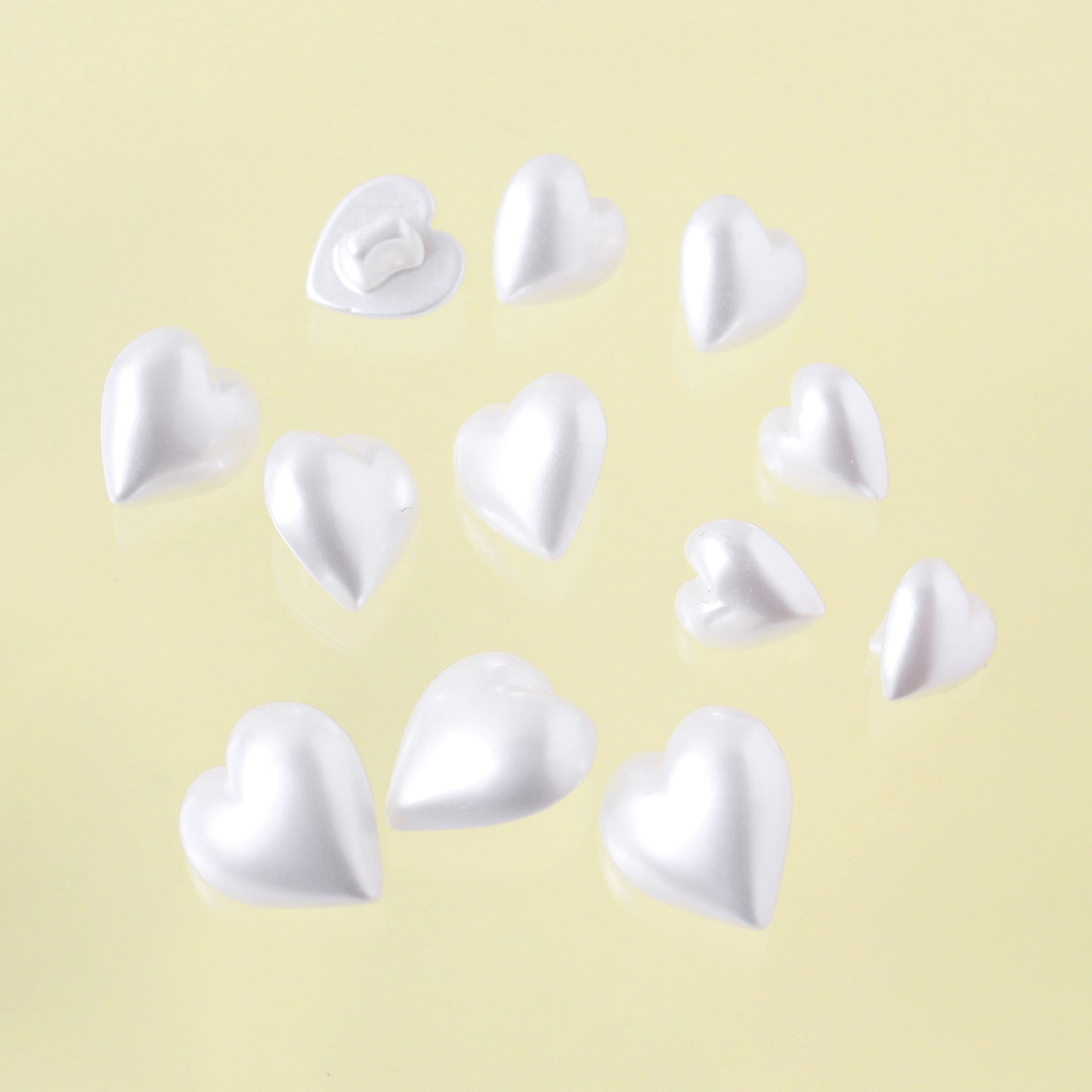 ハート型パールボタン 5個入 10mm～15mm 4サイズ LW4770