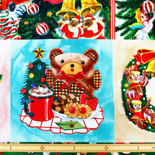 Handmade Material Panel Fabric Happy Holidays Christmas Sabu Collaboration Watercolor Illustration 110 x 50cm