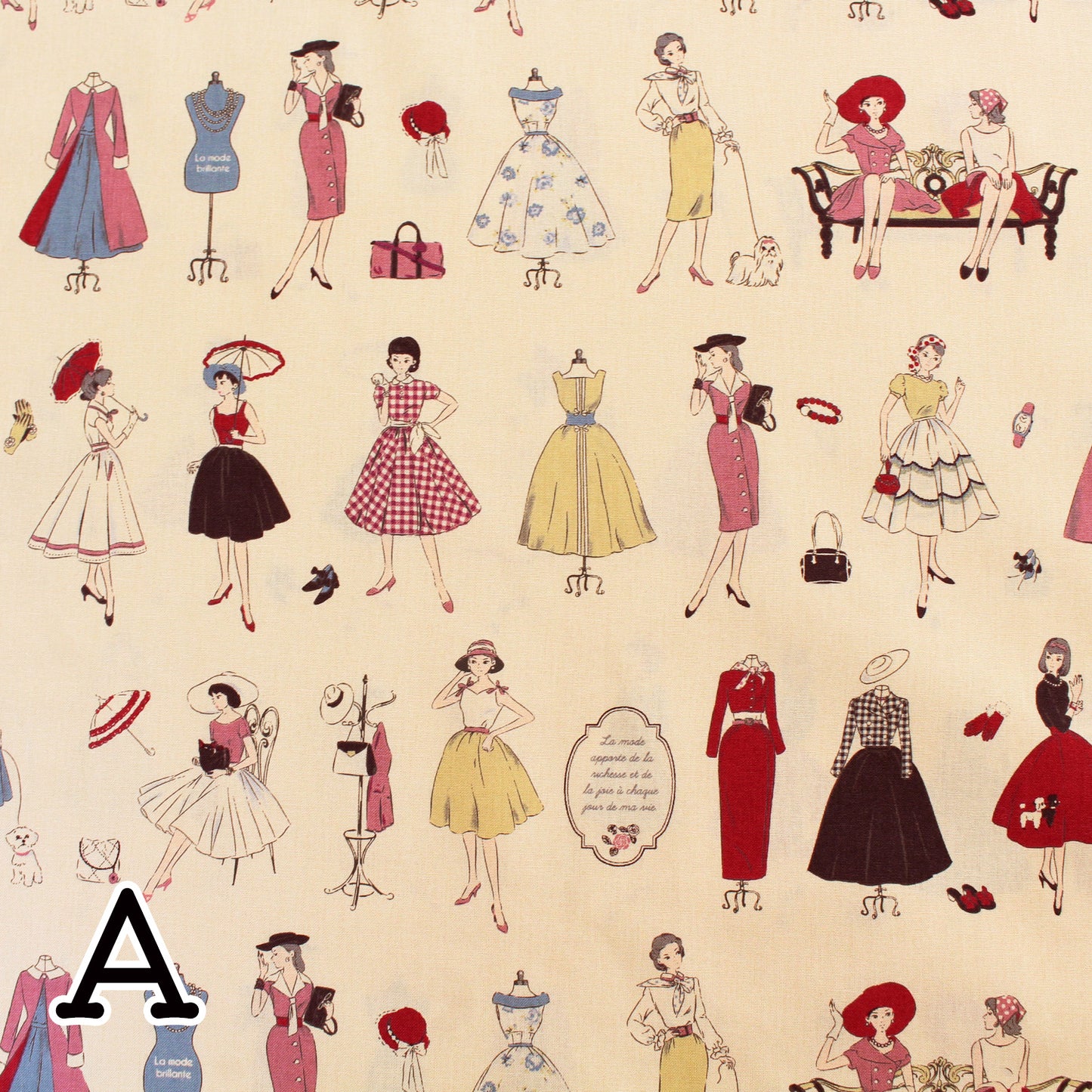 マドモアゼル レトロ koko seki Couturiere カットクロス | きなり/ピンク/ベージュ/グリーン/ブルー/ブラック | 日本製 108cm×100cmm