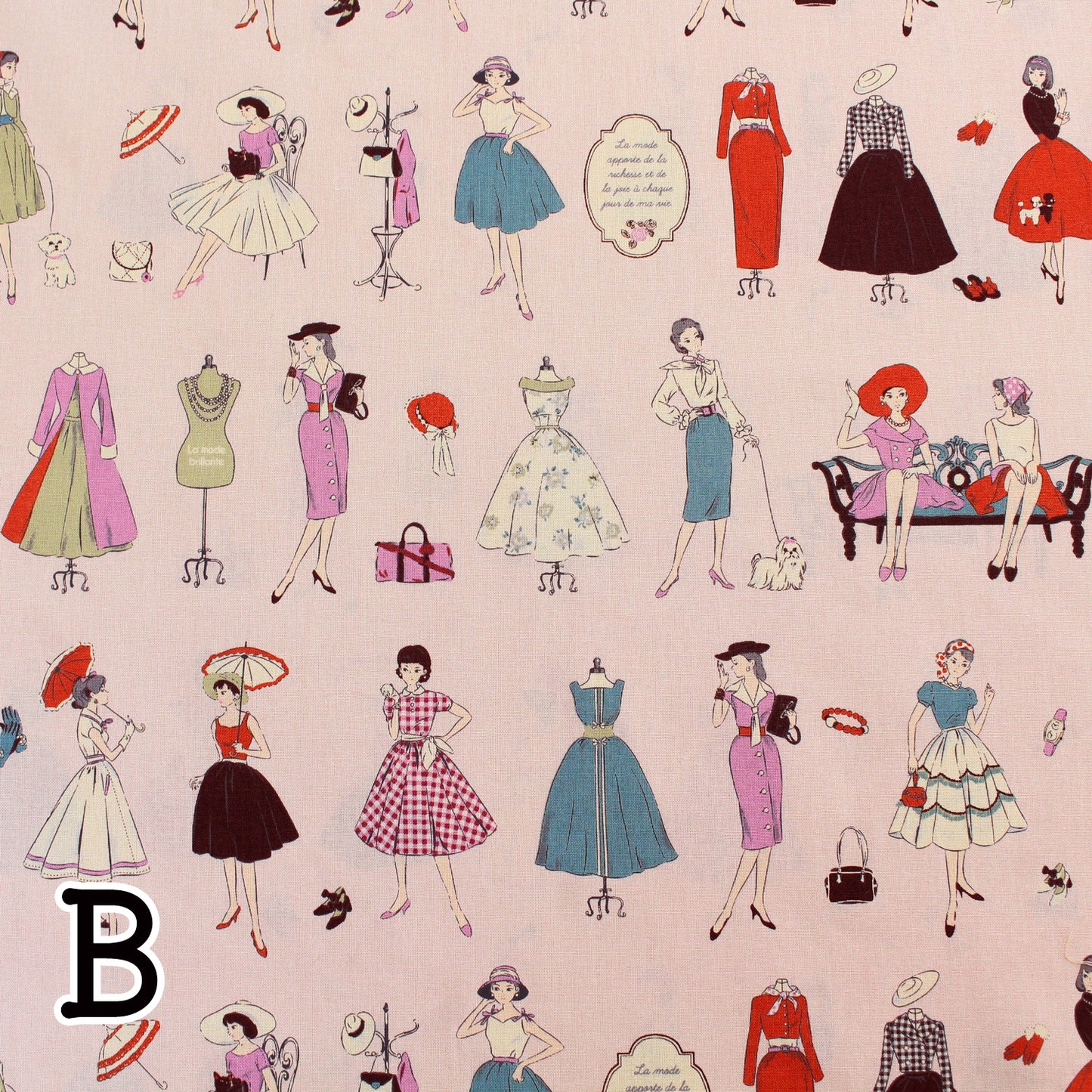 マドモアゼル レトロ koko seki Couturiere カットクロス | きなり/ピンク/ベージュ/グリーン/ブルー/ブラック | 日本製 108cm×100cmm