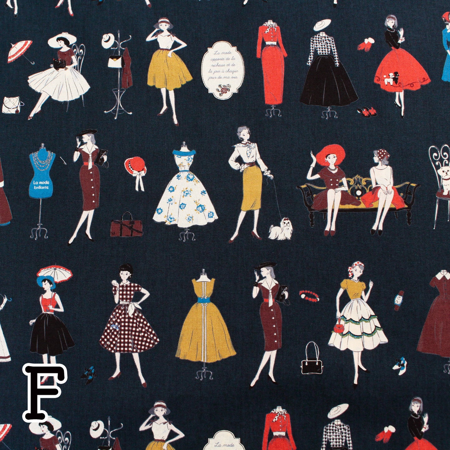 マドモアゼル レトロ koko seki Couturiere カットクロス | きなり/ピンク/ベージュ/グリーン/ブルー/ブラック | 日本製 108cm×100cmm