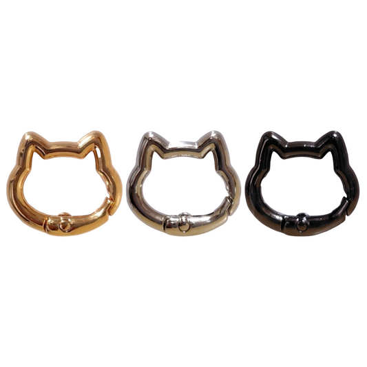 ねこ型カラビナ  ゴールド/シルバー/ブラック 約25mm