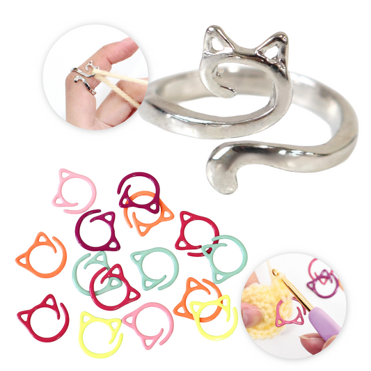 かぎ針編み用 ニットマーカー＆ループリング キャットセット【まとめ買い】