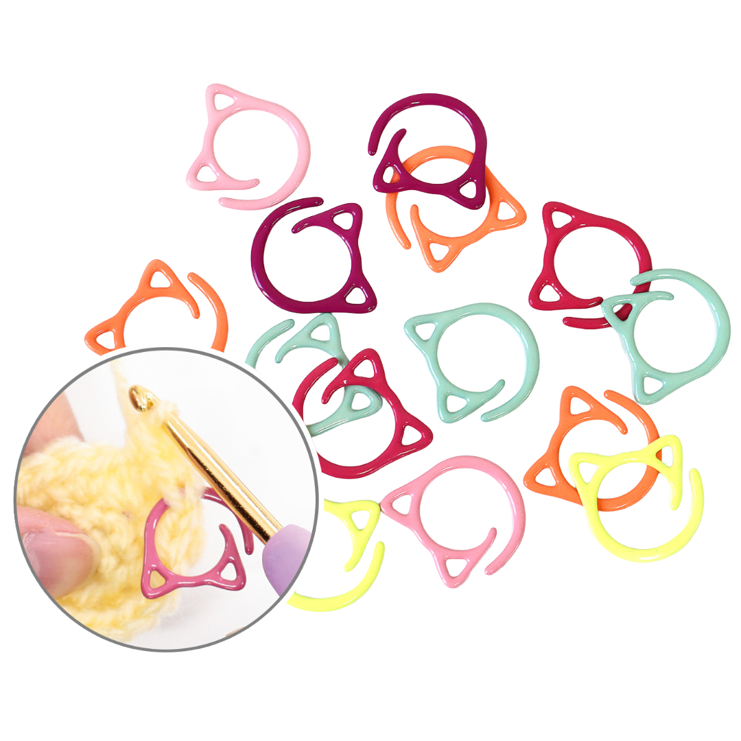 かぎ針向け・ニットマーカー キャット 猫 1.7×1.7㎝ 6色・各4個入 (袋) CKT22851