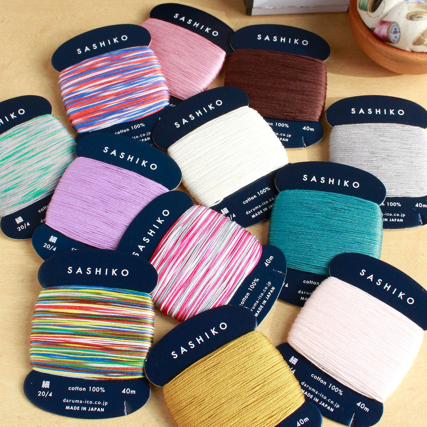 DARUMA ダルマ 刺し子糸〈細〉 2色カスリ カード巻き 線香花火 DRM2400-302