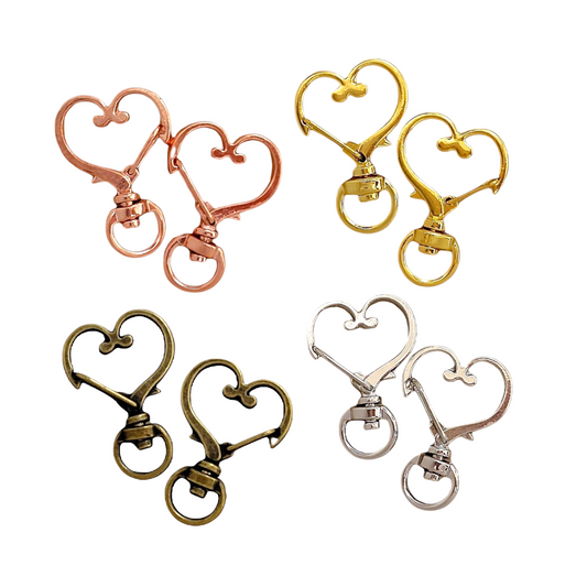 ハート型チャームナスカン（2個入）ピンクゴールド／ゴールド／ アンティーク／シルバー 約35mm