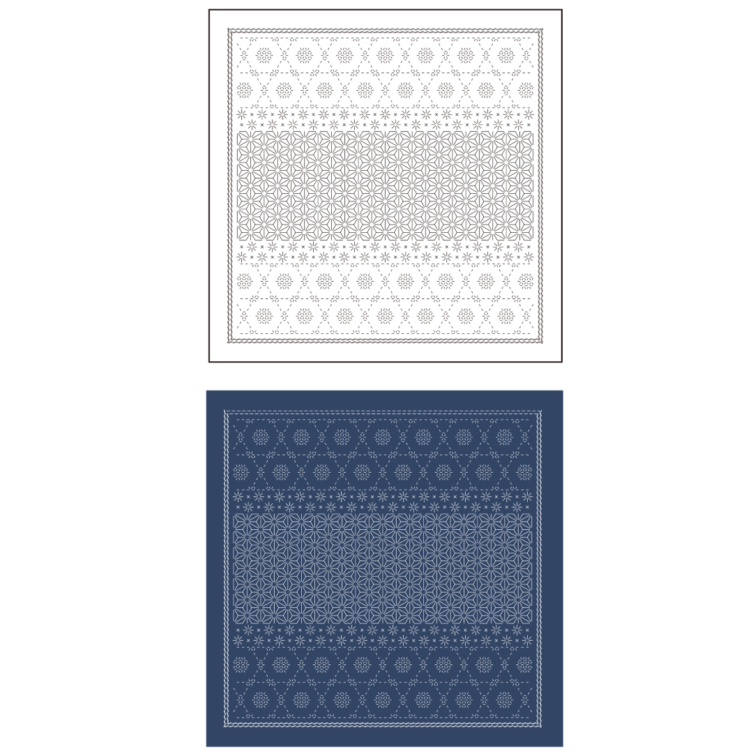 Olympus オリムパス 刺し子布パック 花ふきん La Bouquetiere Snow crystal | 2色セット（白＋Navy Blue）H-1110・H-14110