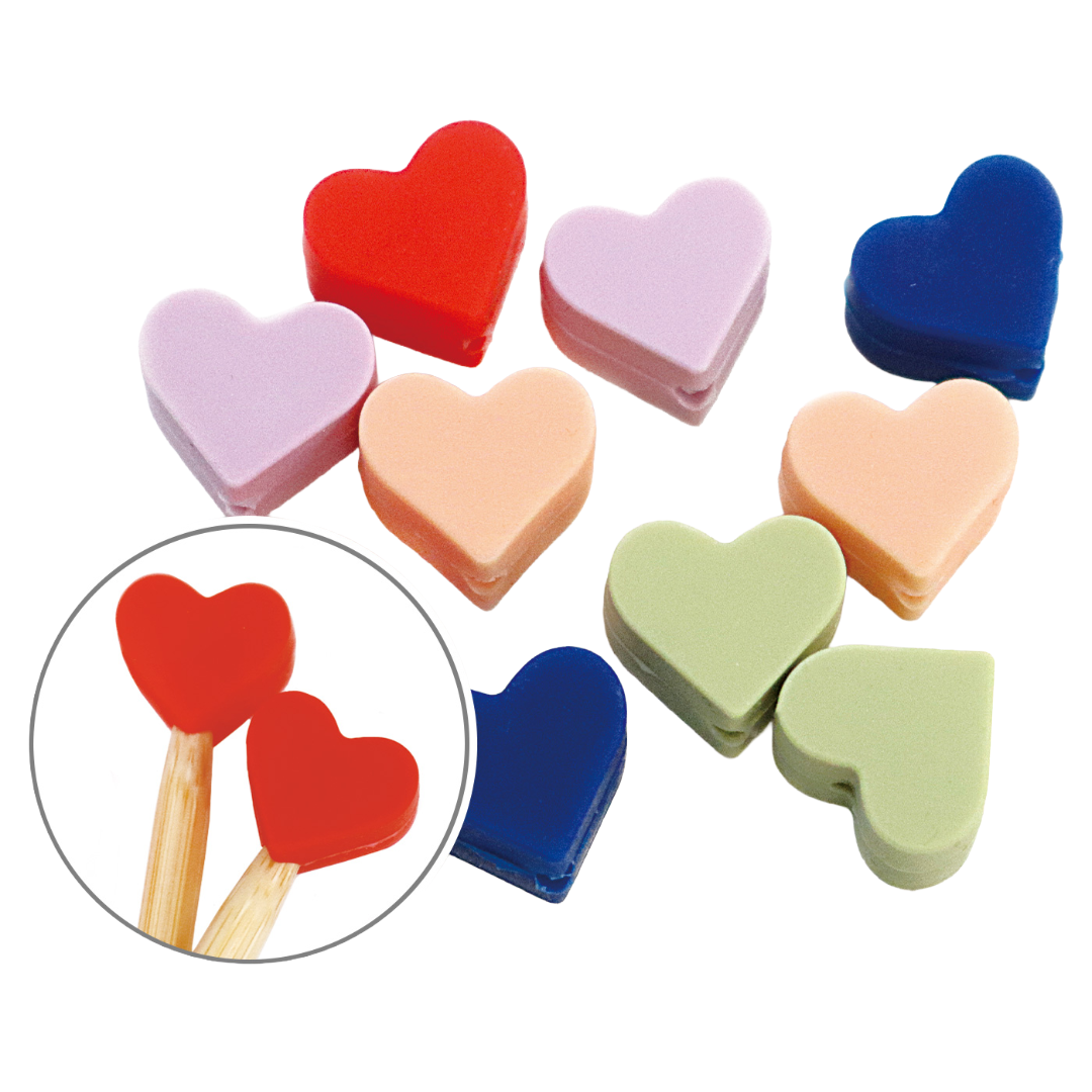 ハート棒針キャップ ベーシックMIXセット 5色×各2個 (セット) CKT23150