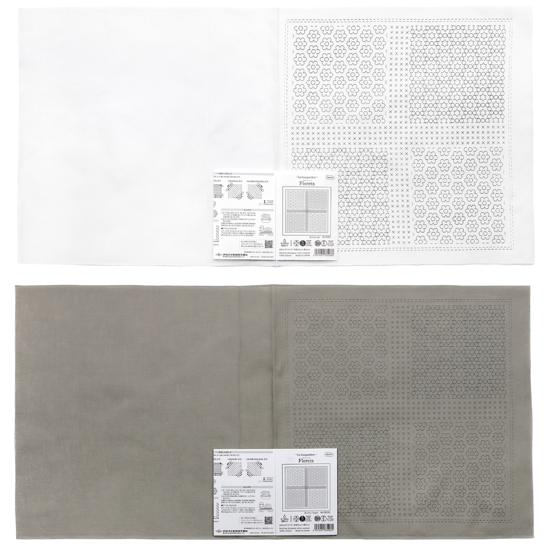 Olympus オリムパス 刺し子布パック 花ふきん La Bouquetiere Florets | 2色セット（白＋Taupe）H-1111・H-15111