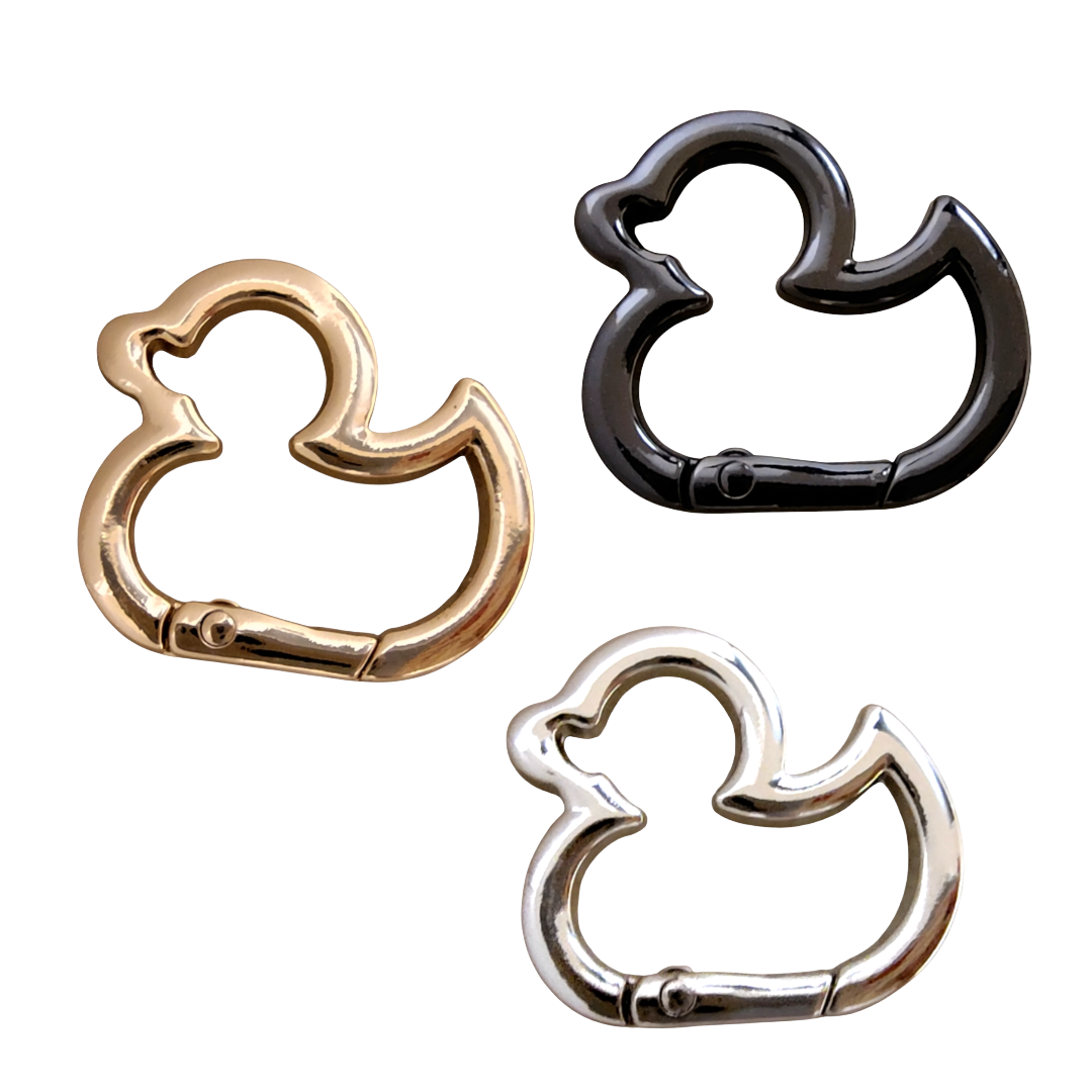 アヒル型カラビナ 2個入り ゴールド/シルバー/ブラック 約27×30mm