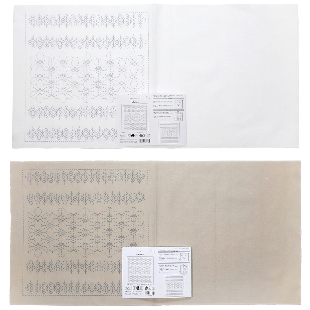 Olympus オリムパス 刺し子布パック 花ふきん La Bouquetiere Petunia | 2色セット（白＋Almond Milk）H-1112・H-10112