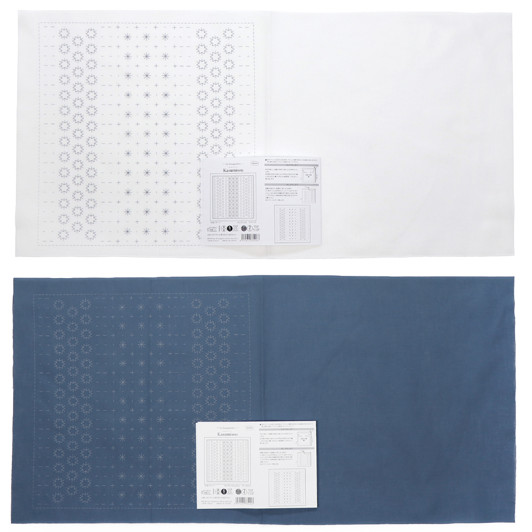 Olympus オリムパス 刺し子布パック 花ふきん La Bouquetiere Kasumisou | 2色セット（白＋Navy Blue）H-1113・H-14113