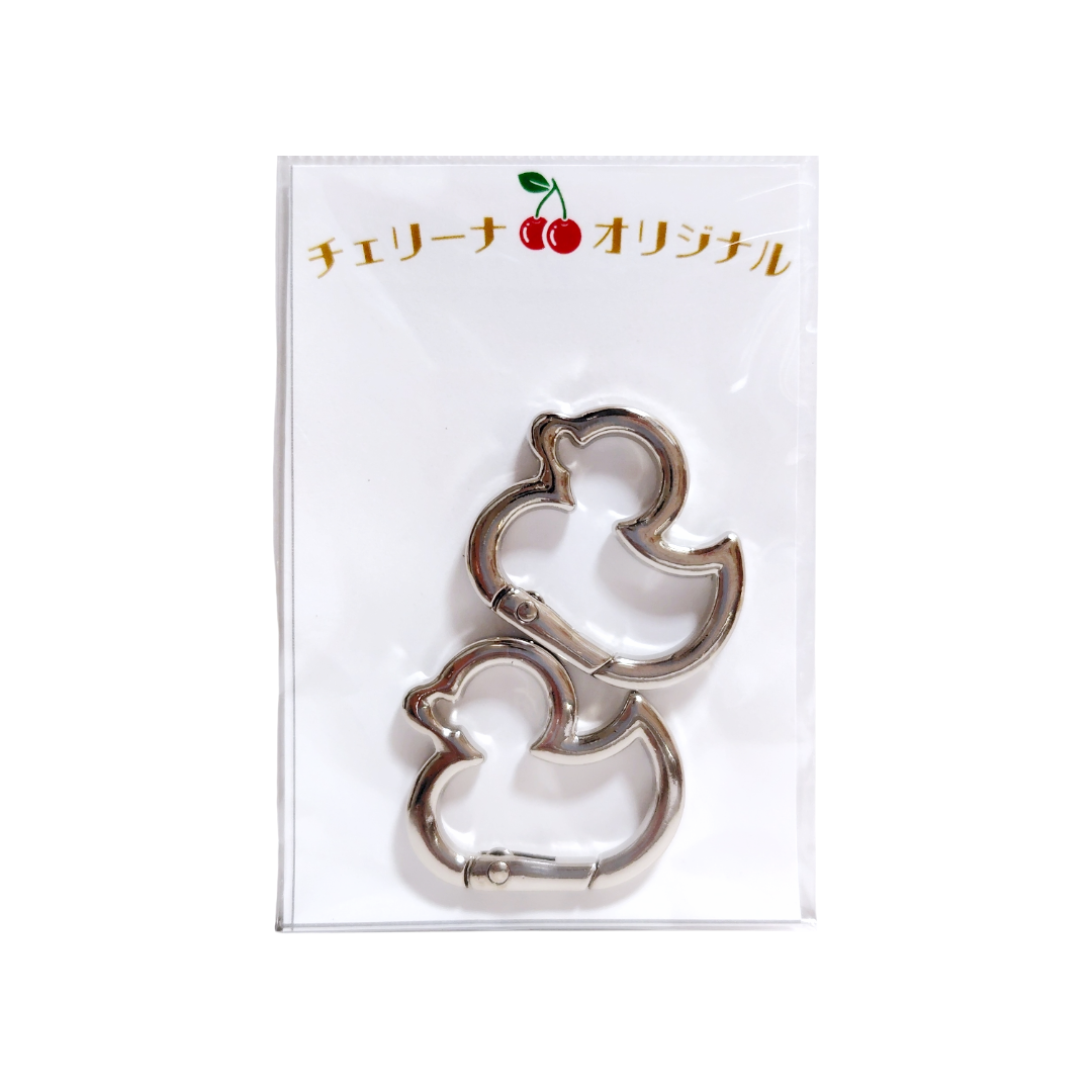 アヒル型カラビナ 2個入り ゴールド/シルバー/ブラック 約27×30mm