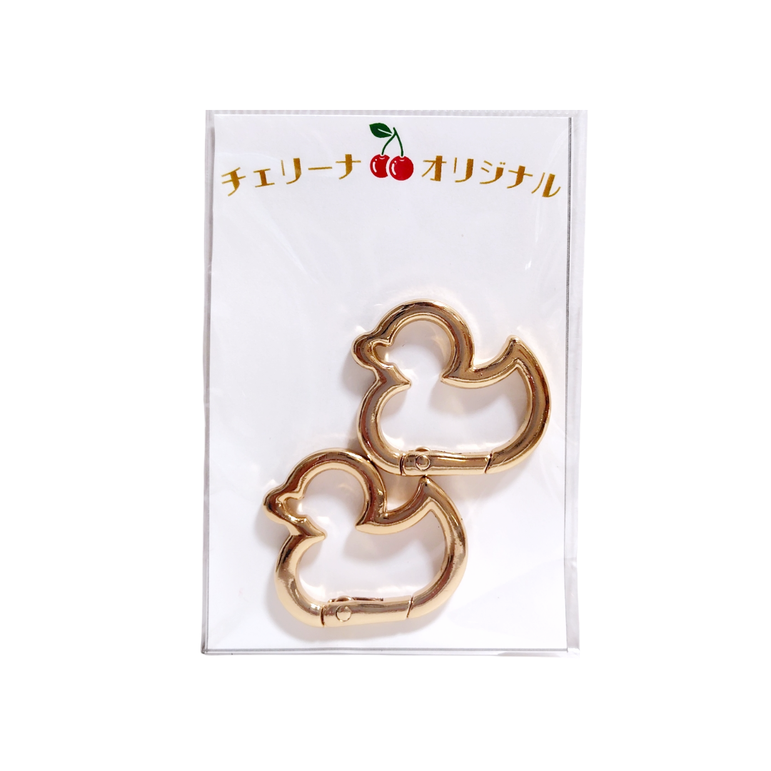 アヒル型カラビナ 2個入り ゴールド/シルバー/ブラック 約27×30mm