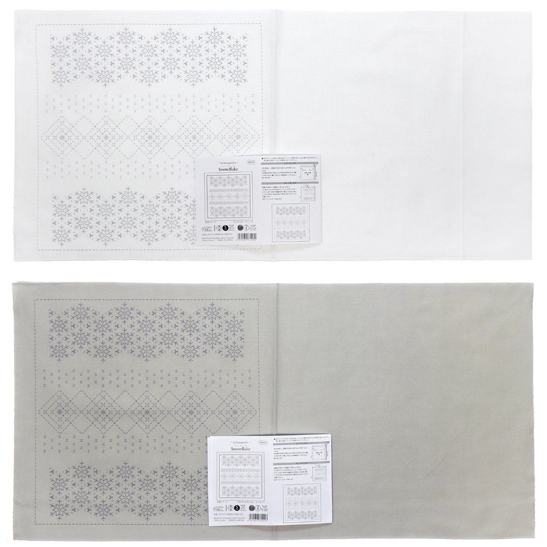 Olympus オリムパス 刺し子布パック 花ふきん La Bouquetiere Snowflake | 2色セット（白＋Pale Gray）H-1115・H-13115