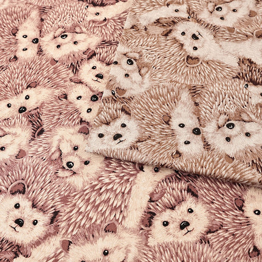 ハリネズミ柄 綿麻キャンバス生地｜30cm×110cm カットクロス