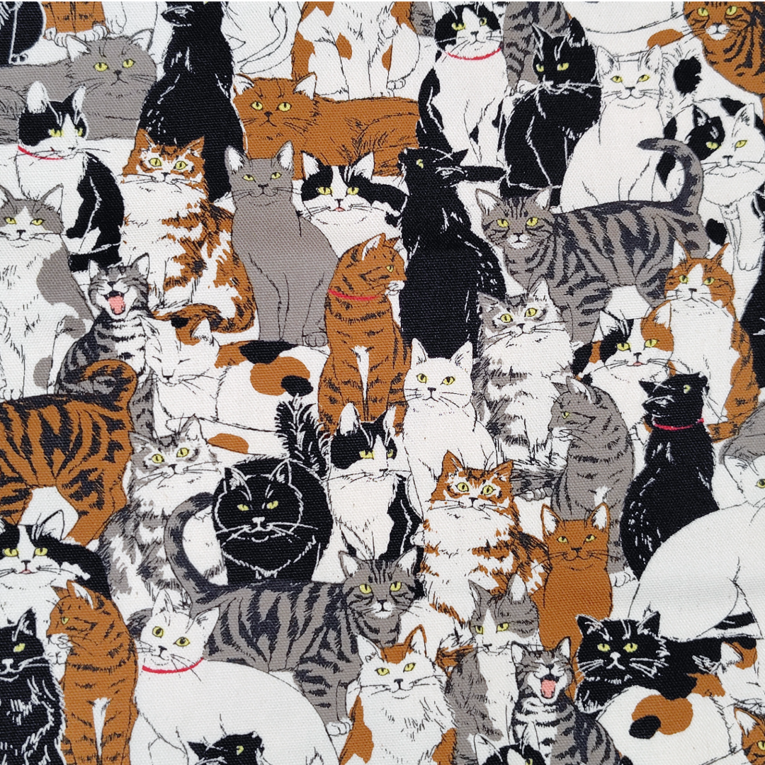 猫柄 オックス生地 カモフラージュ／ホワイト｜30cm×110cm カットクロス