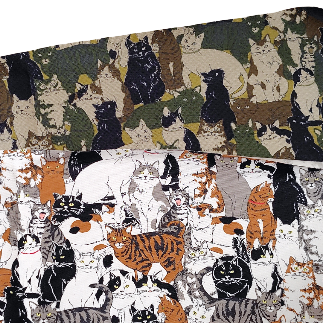 猫柄 オックス生地 カモフラージュ／ホワイト｜30cm×110cm カットクロス