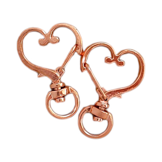 ハート型チャームナスカン（2個入）ピンクゴールド／ゴールド／ アンティーク／シルバー 約35mm