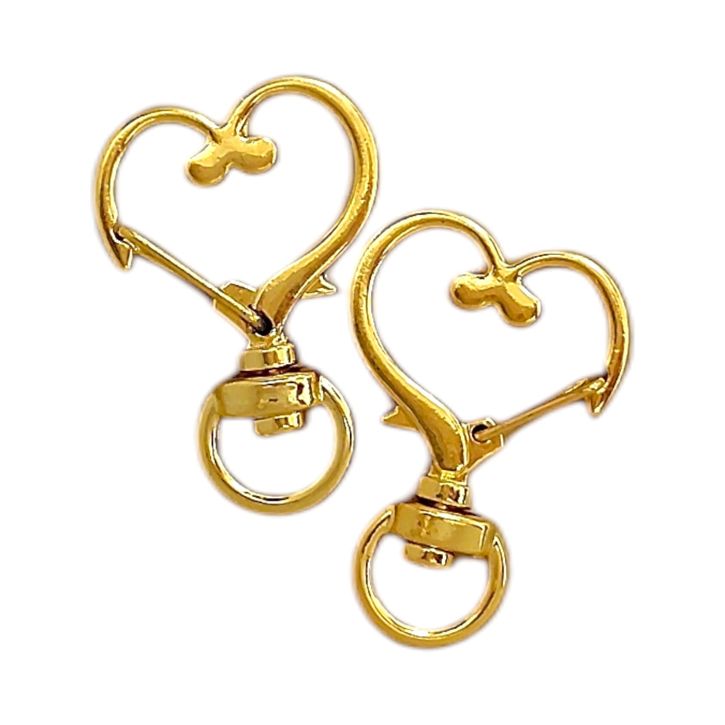 ハート型チャームナスカン（2個入）ピンクゴールド／ゴールド／ アンティーク／シルバー 約35mm