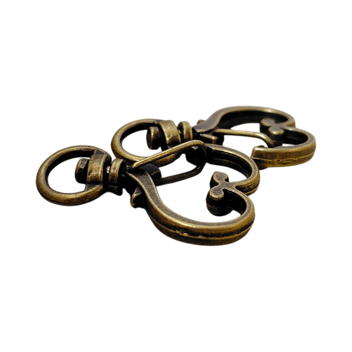 ハート型チャームナスカン（2個入）ピンクゴールド／ゴールド／ アンティーク／シルバー 約35mm