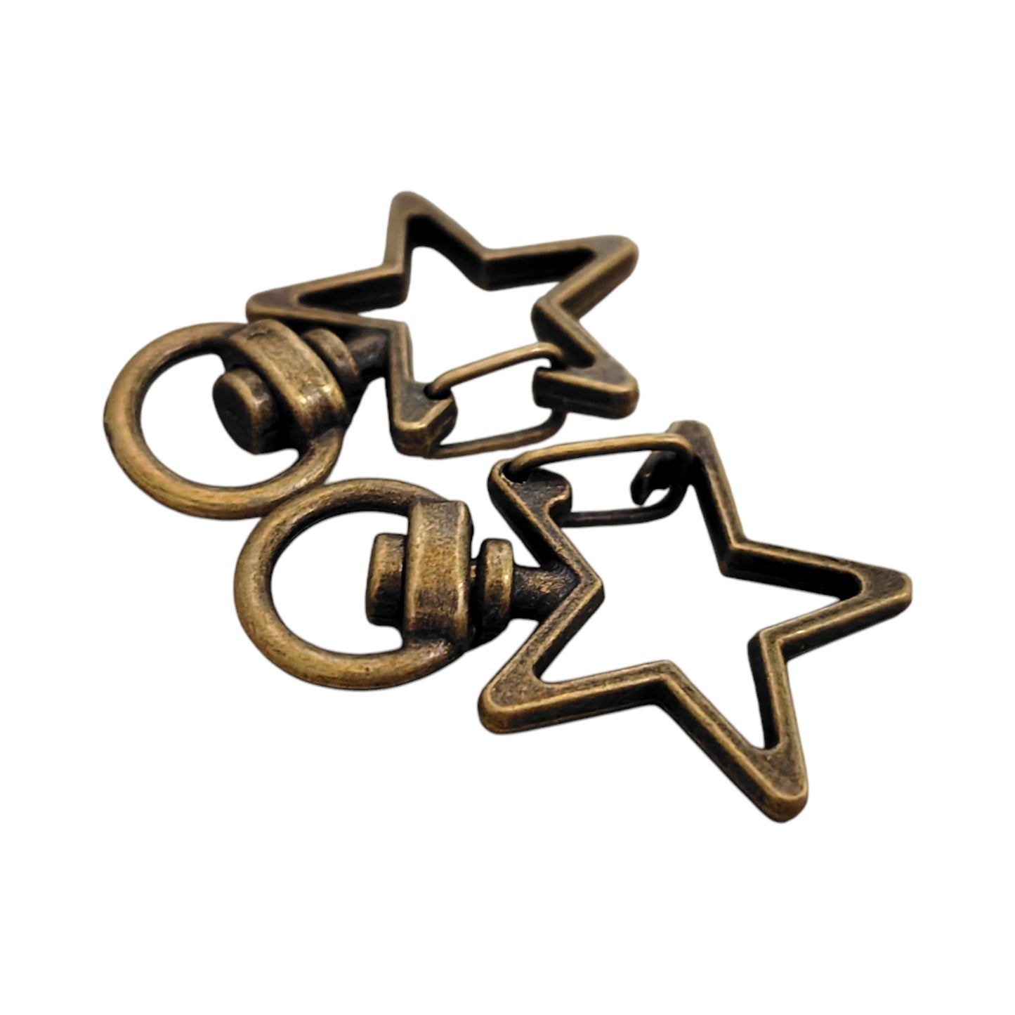 Star-shaped charm snap hook (2 pieces) Pink gold/gold/antique/black/silver Approx. 35mm