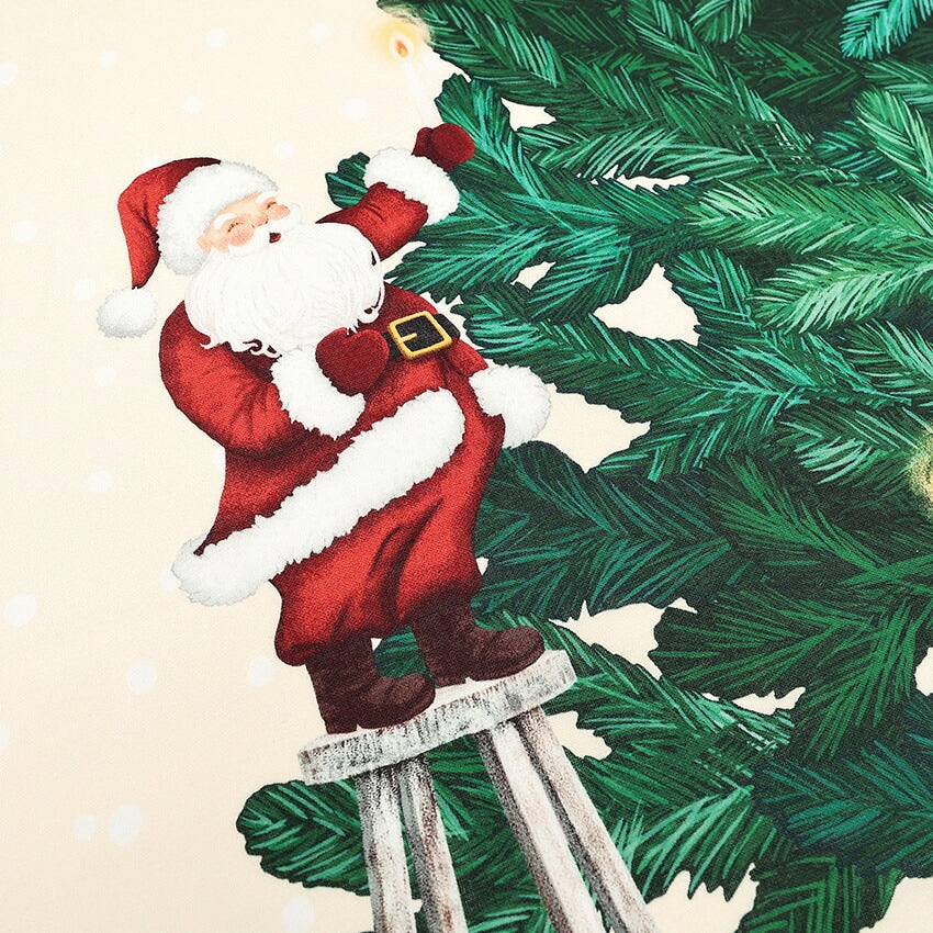 Christmas Tree and Santa Claus Tapestry Panel, Cut Cloth (Off-White/Navy) 108 x 70cm