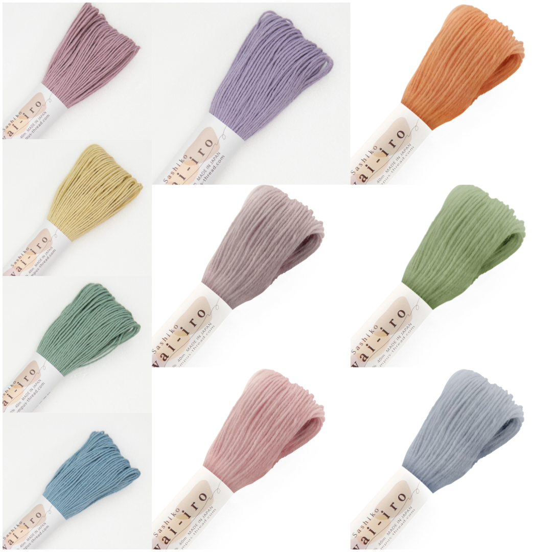 Olympus オリムパス 刺し子糸 Sashiko Awai-iro くすみカラー10色セット 綿100% 1カセ 約40m×10