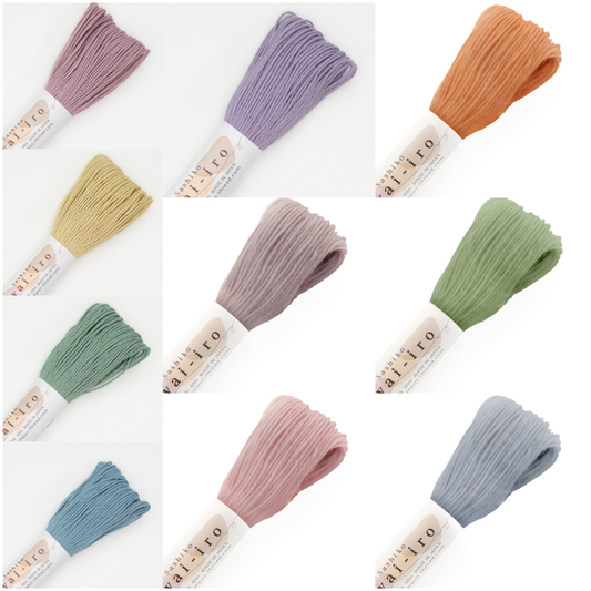 Olympus オリムパス 刺し子糸 Sashiko Awai-iro くすみカラー10色セット 綿100% 1カセ 約40m×10
