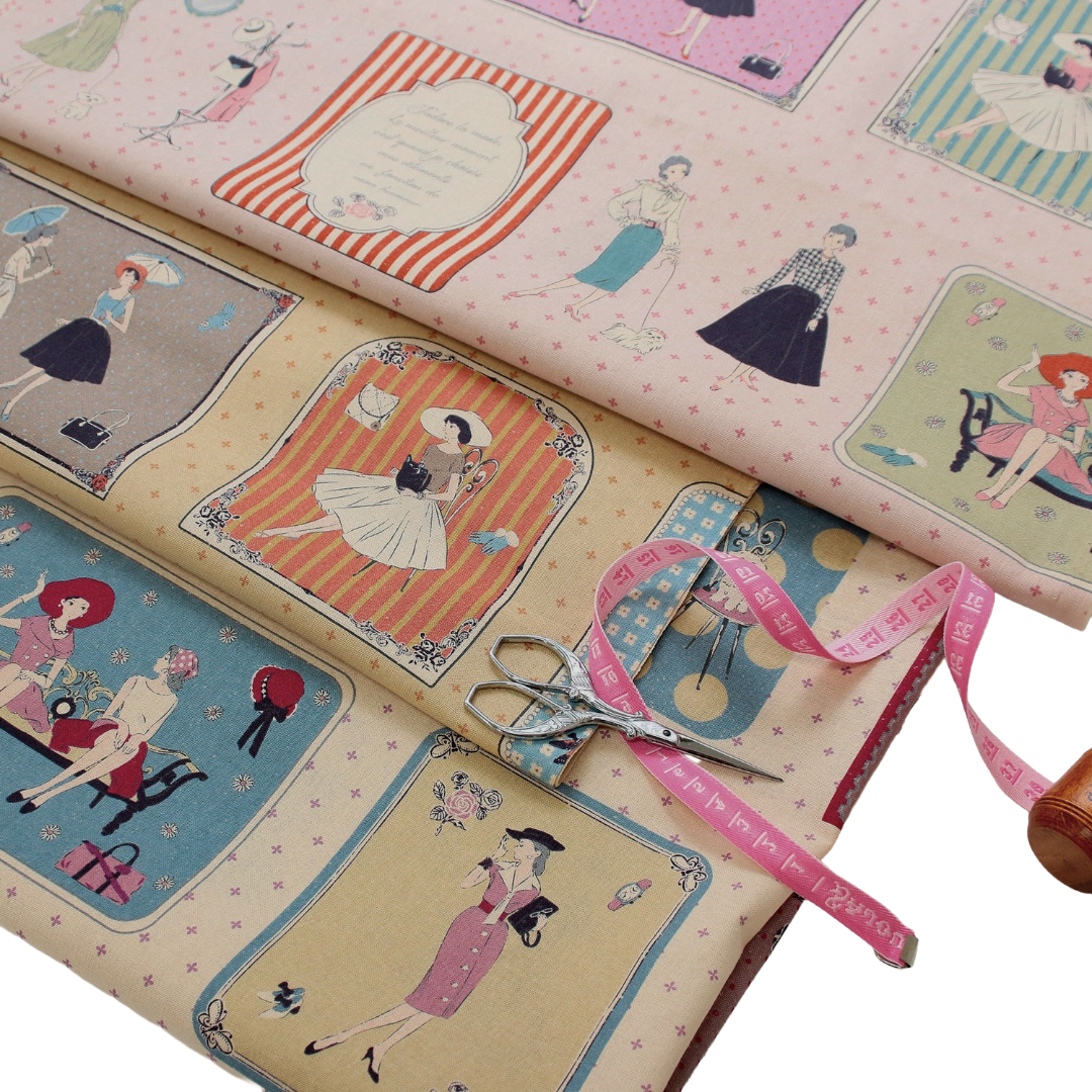 パネル生地 カットクロス マドモアゼル レトロ koko seki Couturiere 日本製 108×60cm