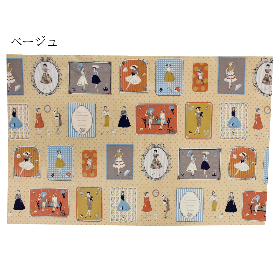 パネル生地 カットクロス マドモアゼル レトロ koko seki Couturiere 日本製 108×60cm