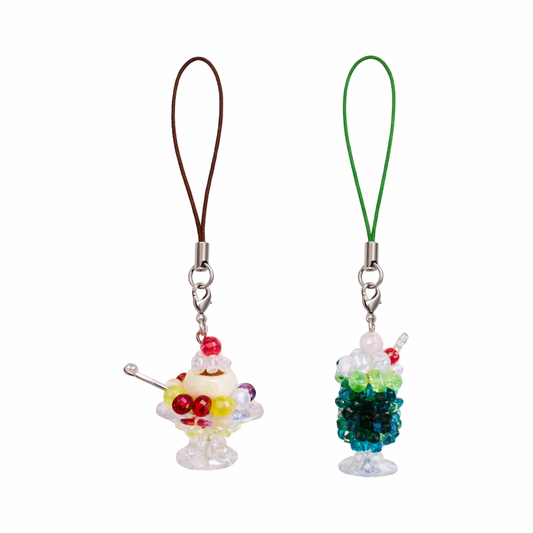 レトロ喫茶のストラップのキット  (クリームソーダ&プリンアラモード)2個入り B-2120