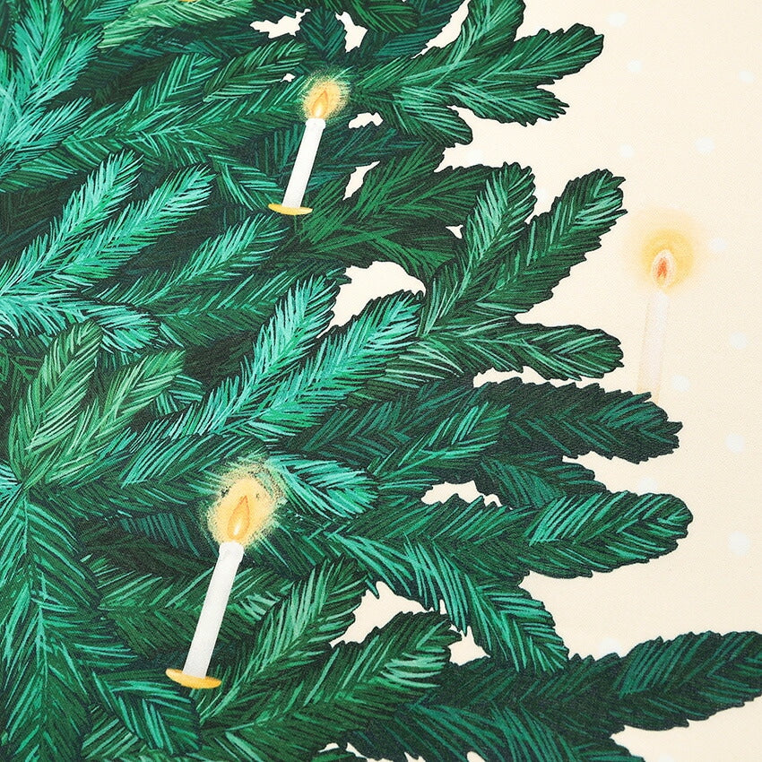 Christmas Tree and Santa Claus Tapestry Panel, Cut Cloth (Off-White/Navy) 108 x 70cm